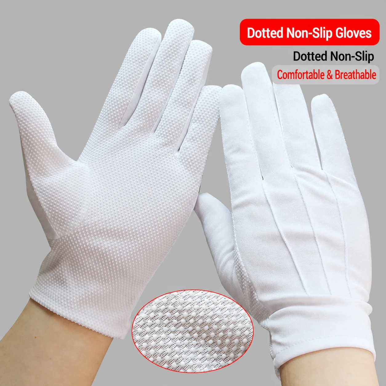 White Black Gloves Nonslip Dotted Formal Event Gloves S/M/L For Women Men Driving and Working Ceremony Hand Gloves Wholesale