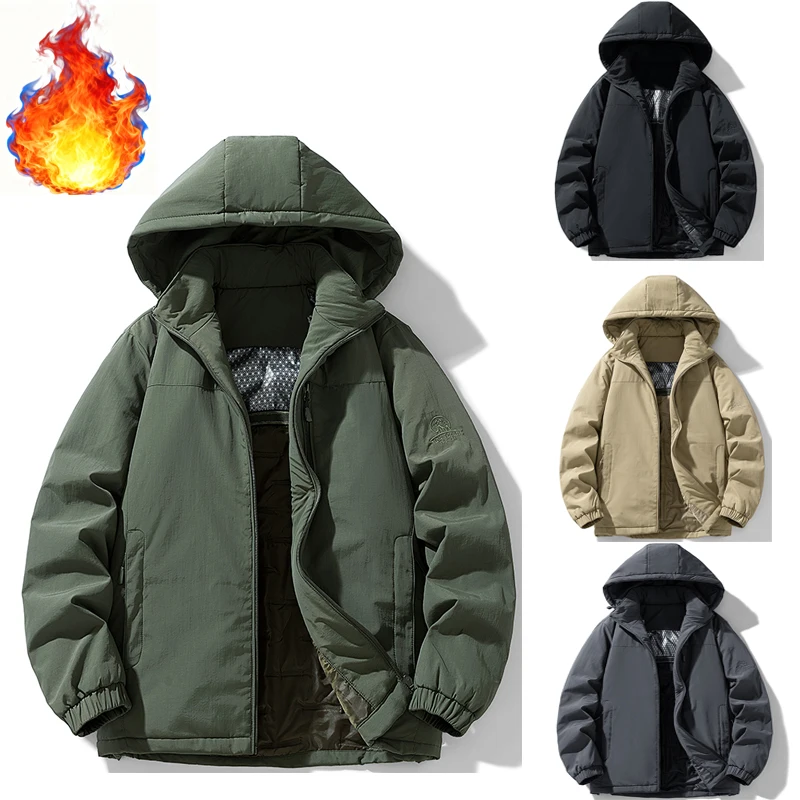 

Мужская хлопковая куртка с графеновым подогревом 2025 года, зимнее теплое пуховое пальто, ветрозащитная термопарка для холодной погоды