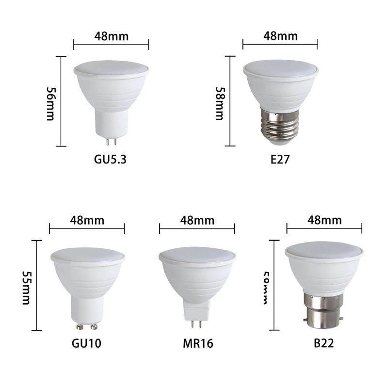 Brightness Dimmable LED Spotlight Bulbs GU10 MR16 7W E27 GU5.3 B22 110V 220V Energy Saving Lamp For Home Decoration Lighting