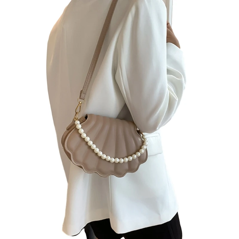 Seashells Evening Bag for Women All-matching Shoulder Bag Pearl Chain Handbag