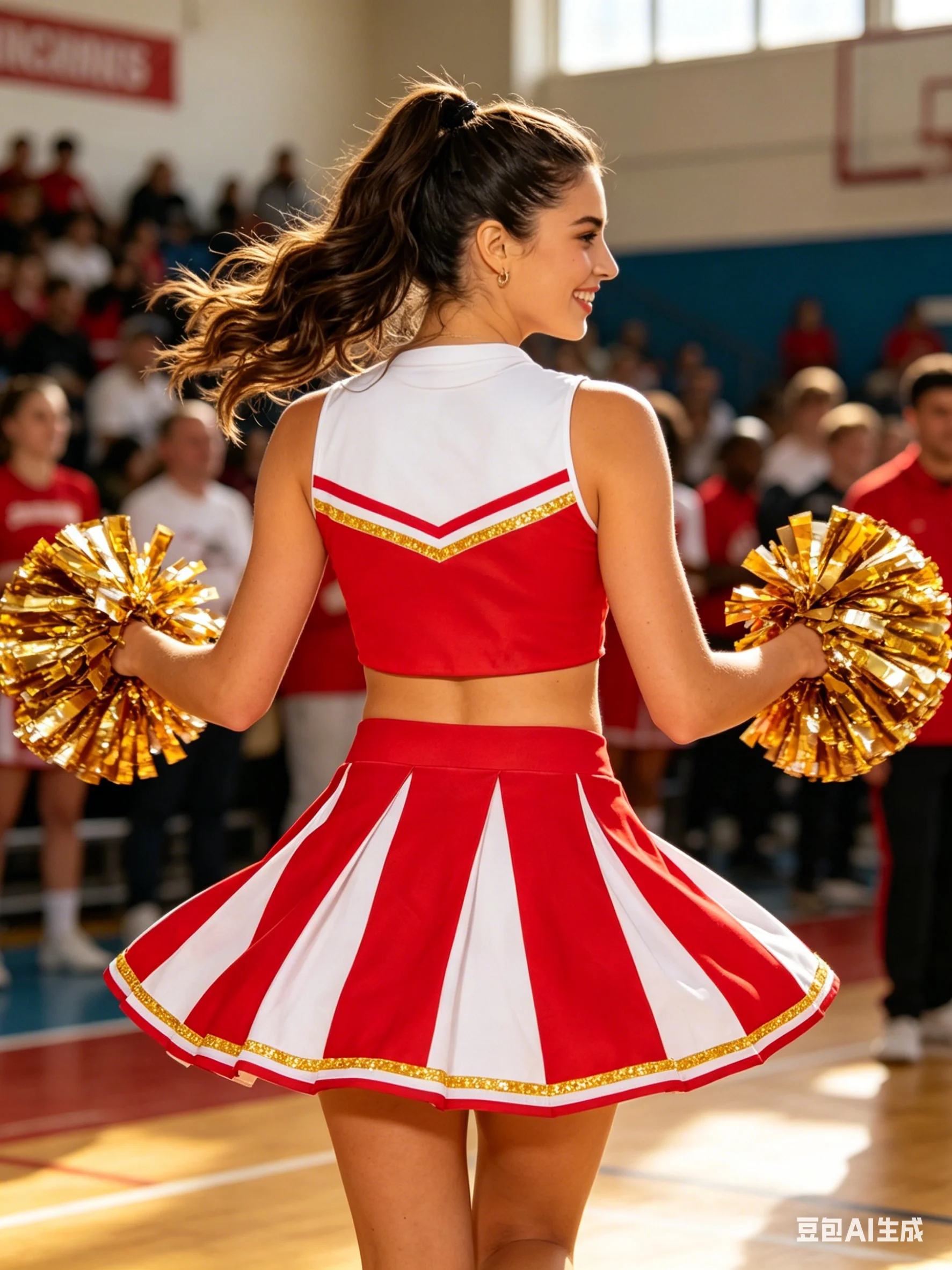 Gold Stripe Cheerleading Outfit Spring Summer Women's Casual Sports Clothing Festival Costume Performance Uniform