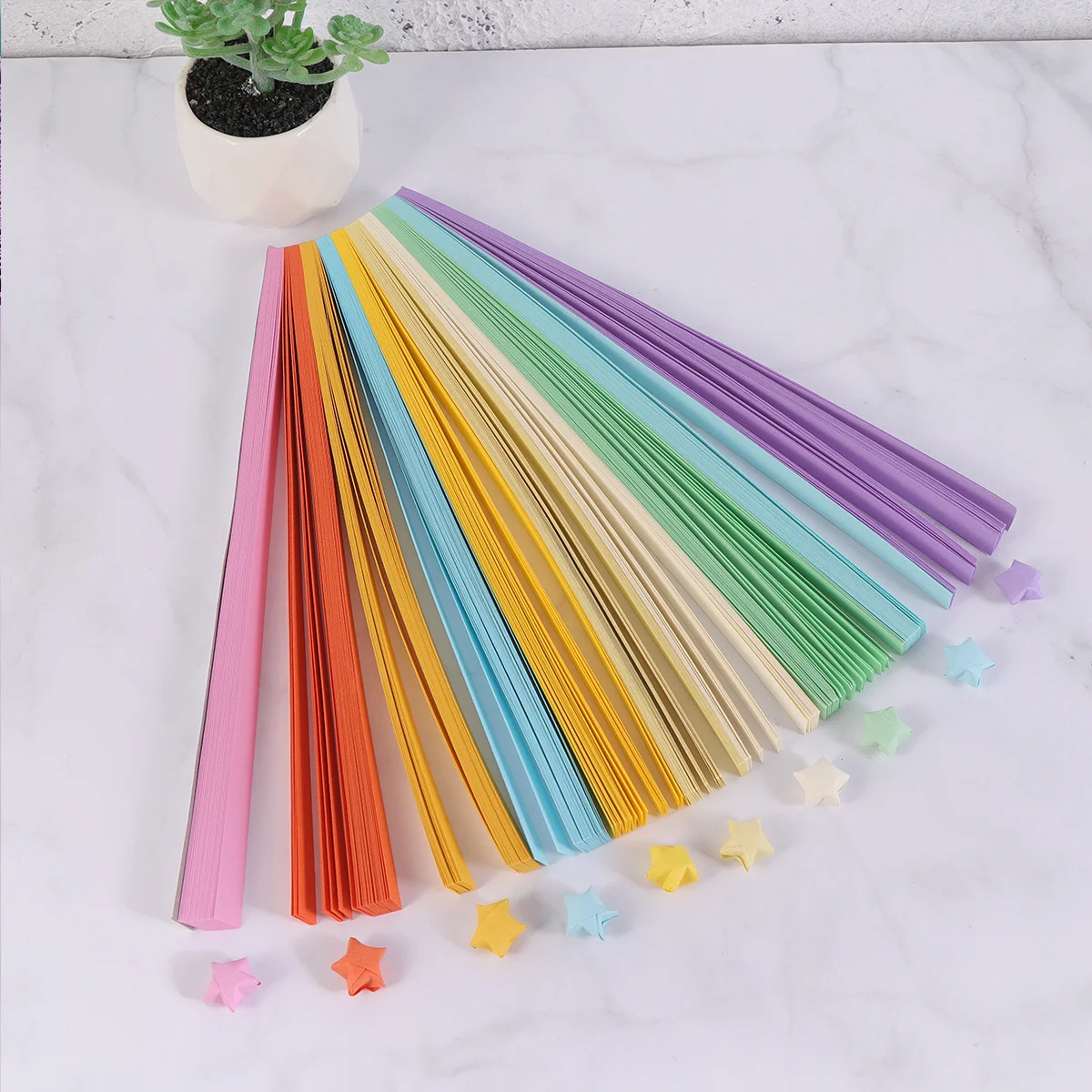 

540 Pieces Handwork Paper Star Origami Colorful Light Colors for DIY Crafting Party Decoration School Projects