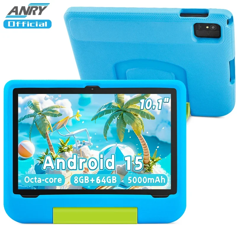

Kids Tablet 10.1 Inch Android 15 Tablets, 8GB RAM 64GB ROM 1TB Expand, Octa-Core Tablet with 5000mAh Battery Drop-Proof EVA Case