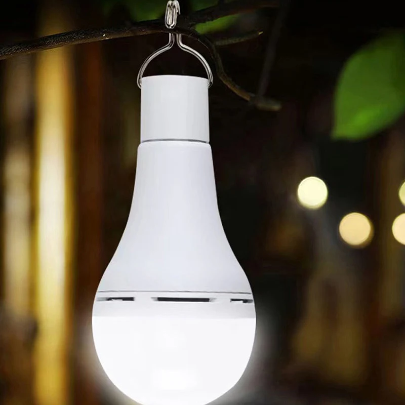 LED Solar Bulb Light Waterproof Outdoor 5V USB Charged Hanging Emergency Sunlight Powered Lamp Portable Powerful Indoor House