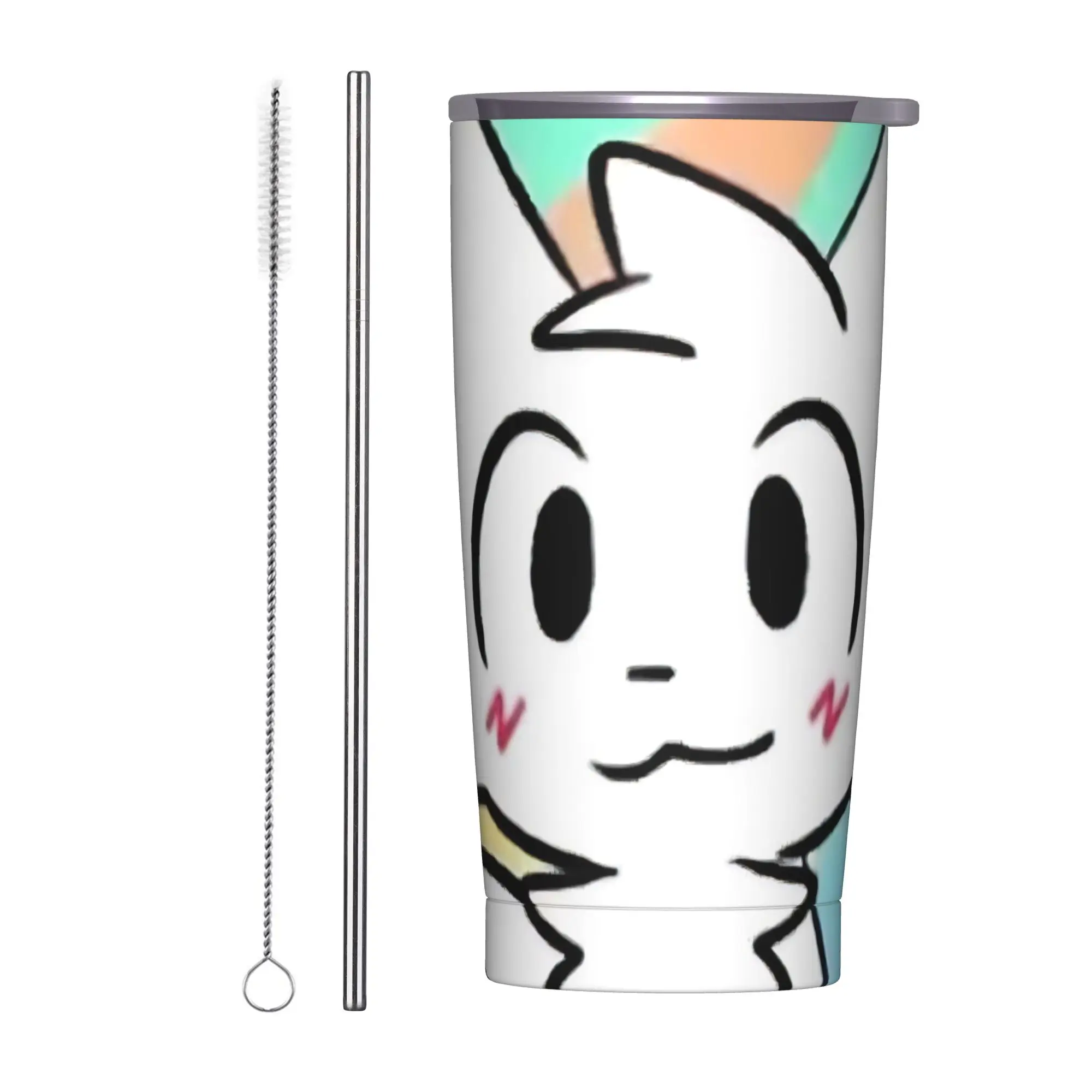 Boykissers Silly Insulated Tumbler with Straws Cat Vacuum Thermal Mug Double Wall Spill Proof Cup, 20oz