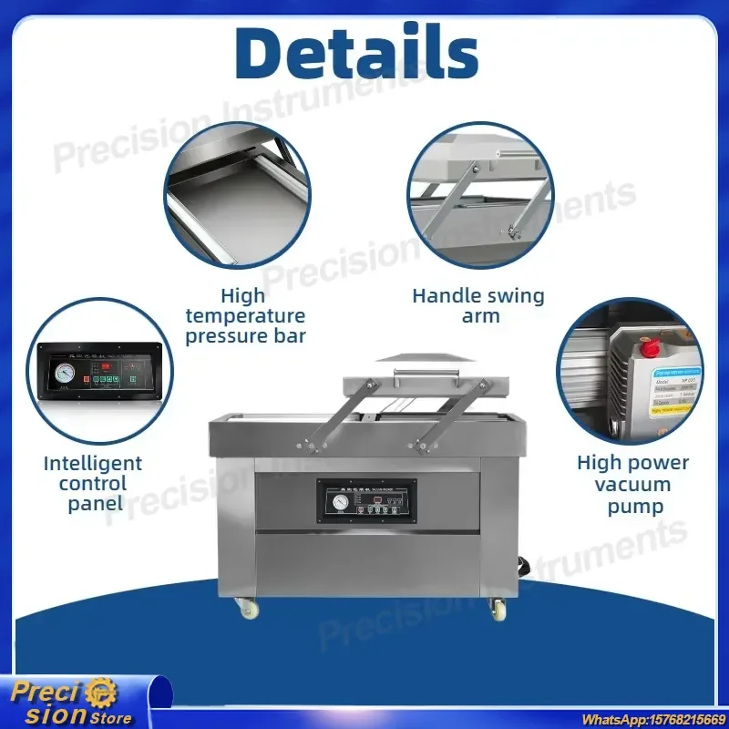 Double Chamber Semi-Automatic Vacuum Sealer Machine Stainless Steel 110V 220V Food Packaging Sealer for Meat Cheese