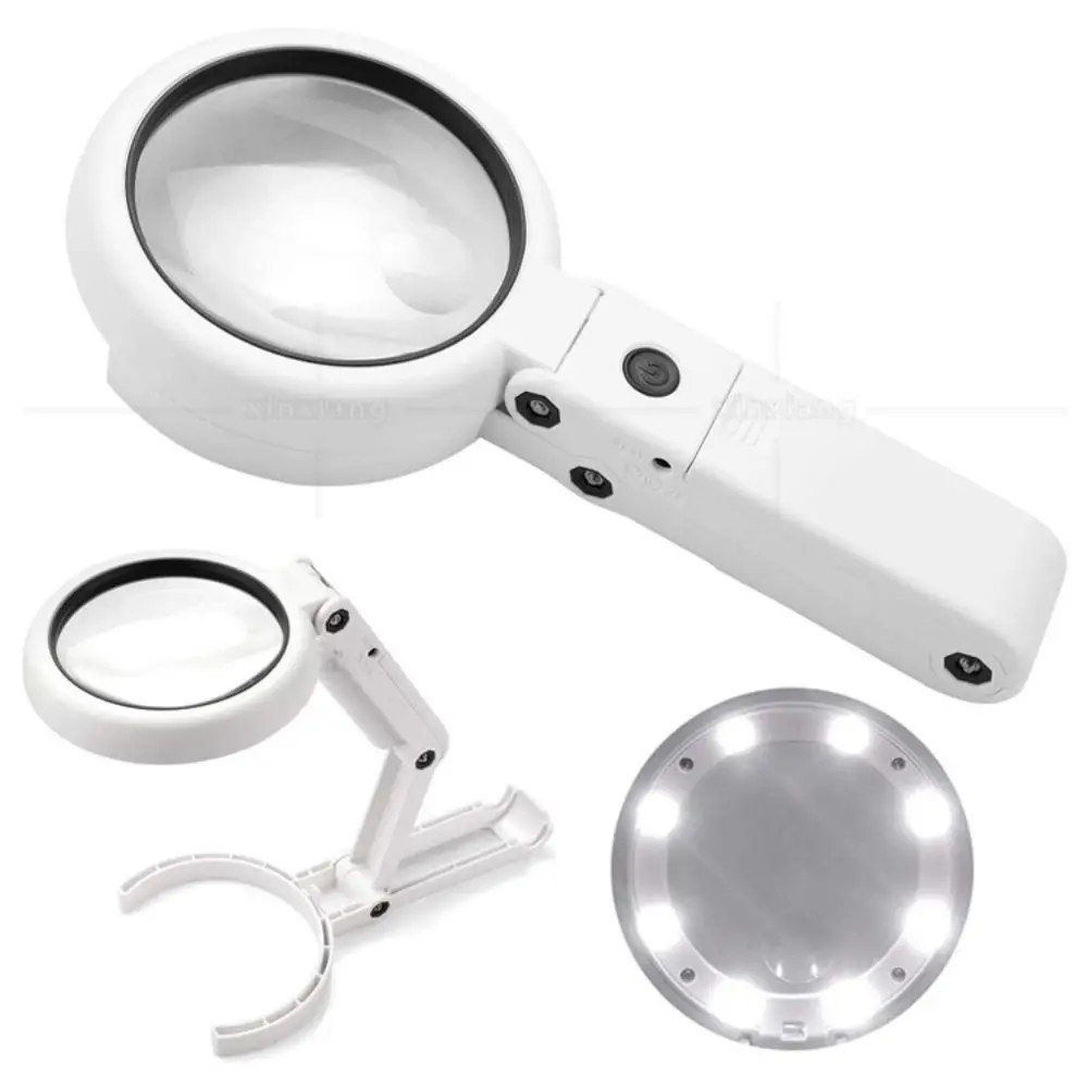 

Illuminated 11x 5x Magnifying Glass Stand Light Portable Magnifier Handheld LED Lights Folding Lamp Newspapers