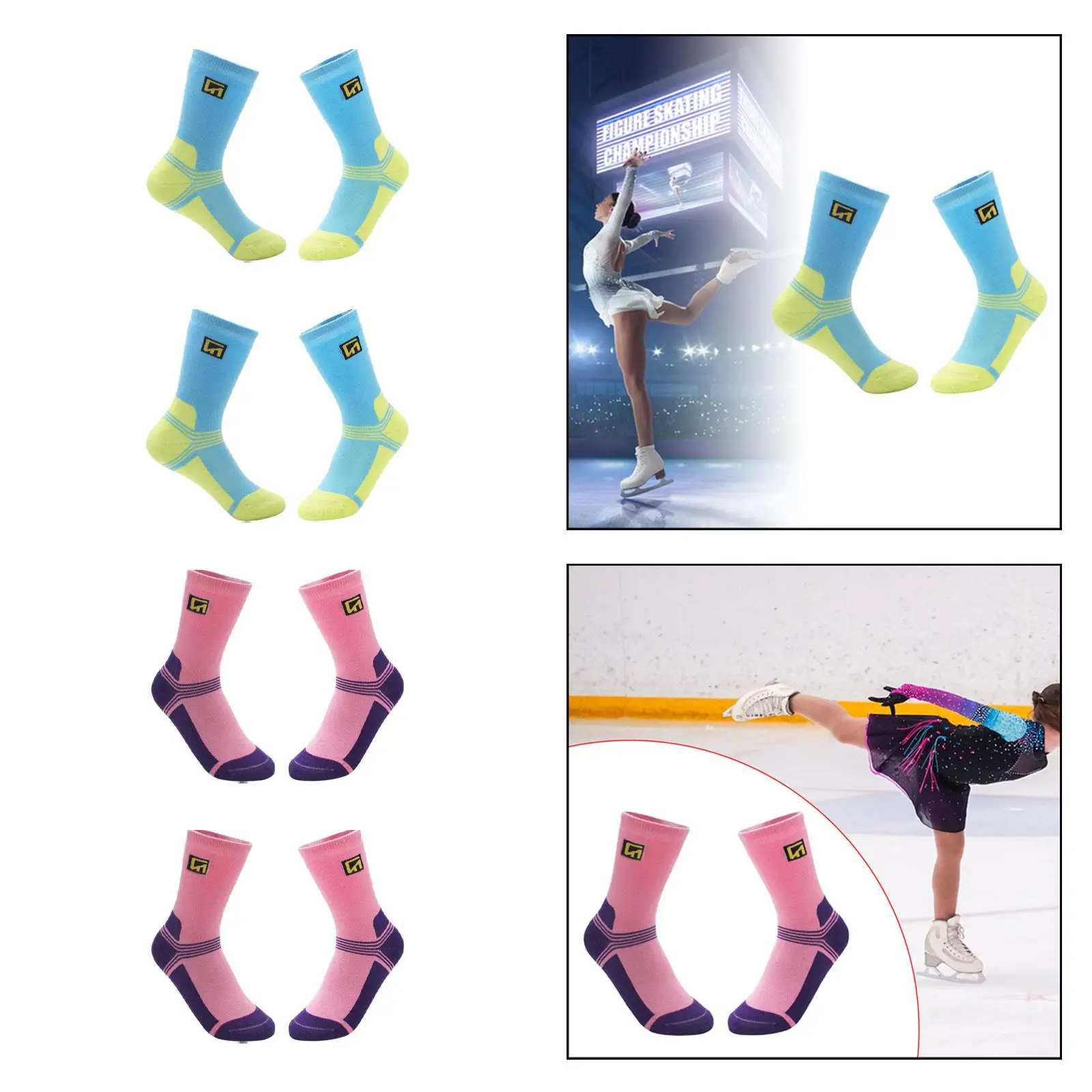 Chaussettes de Patinage sur Glace artificiel astiques et Respirantes, Confortables, en Coton, pour Enfant et Étudiant