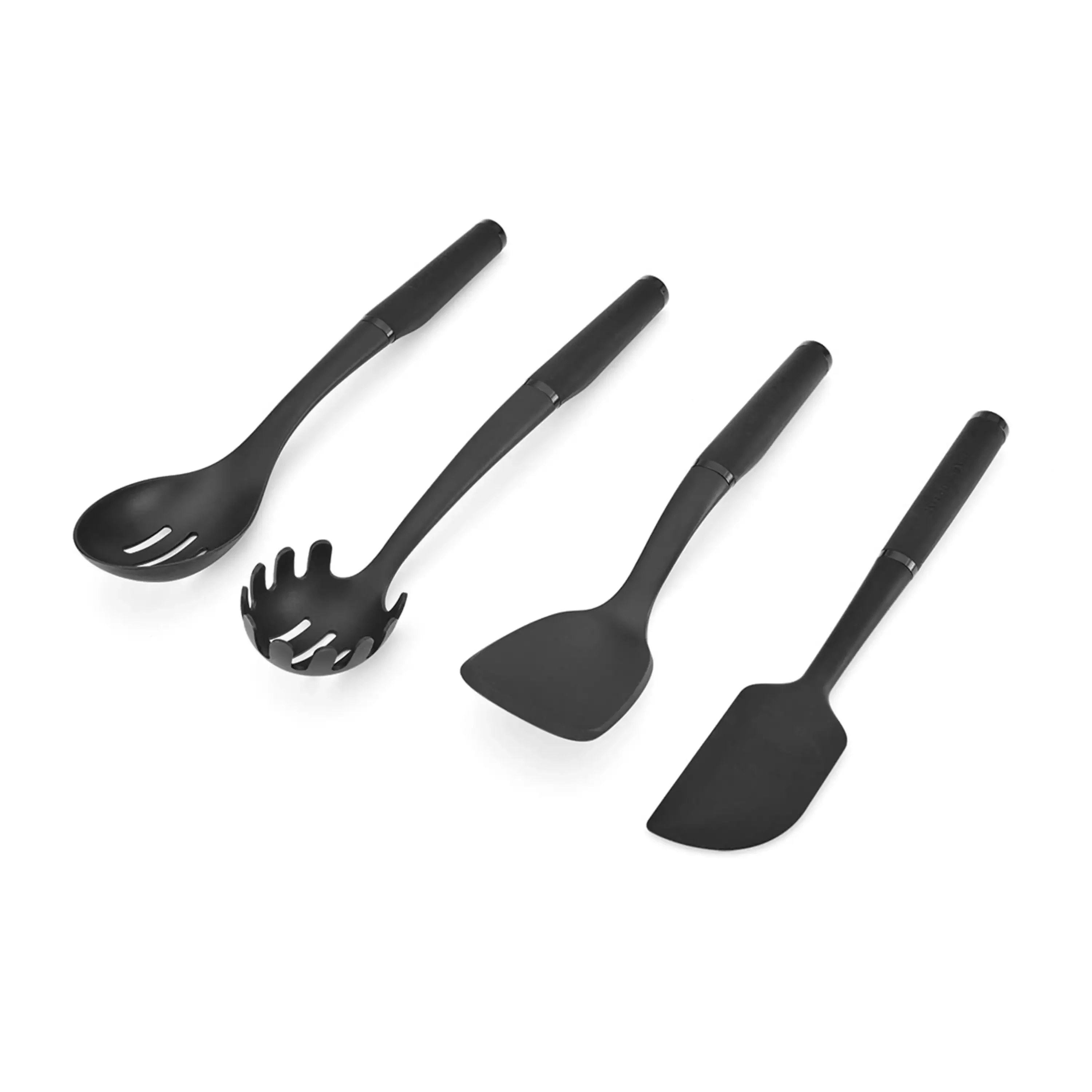 

4-Piece Plastic Kitchen Utensil Set Includes Spoon Turner Pasta Fork Spatula, Non-Scratch Cooking Tools for Non-Stick Pans