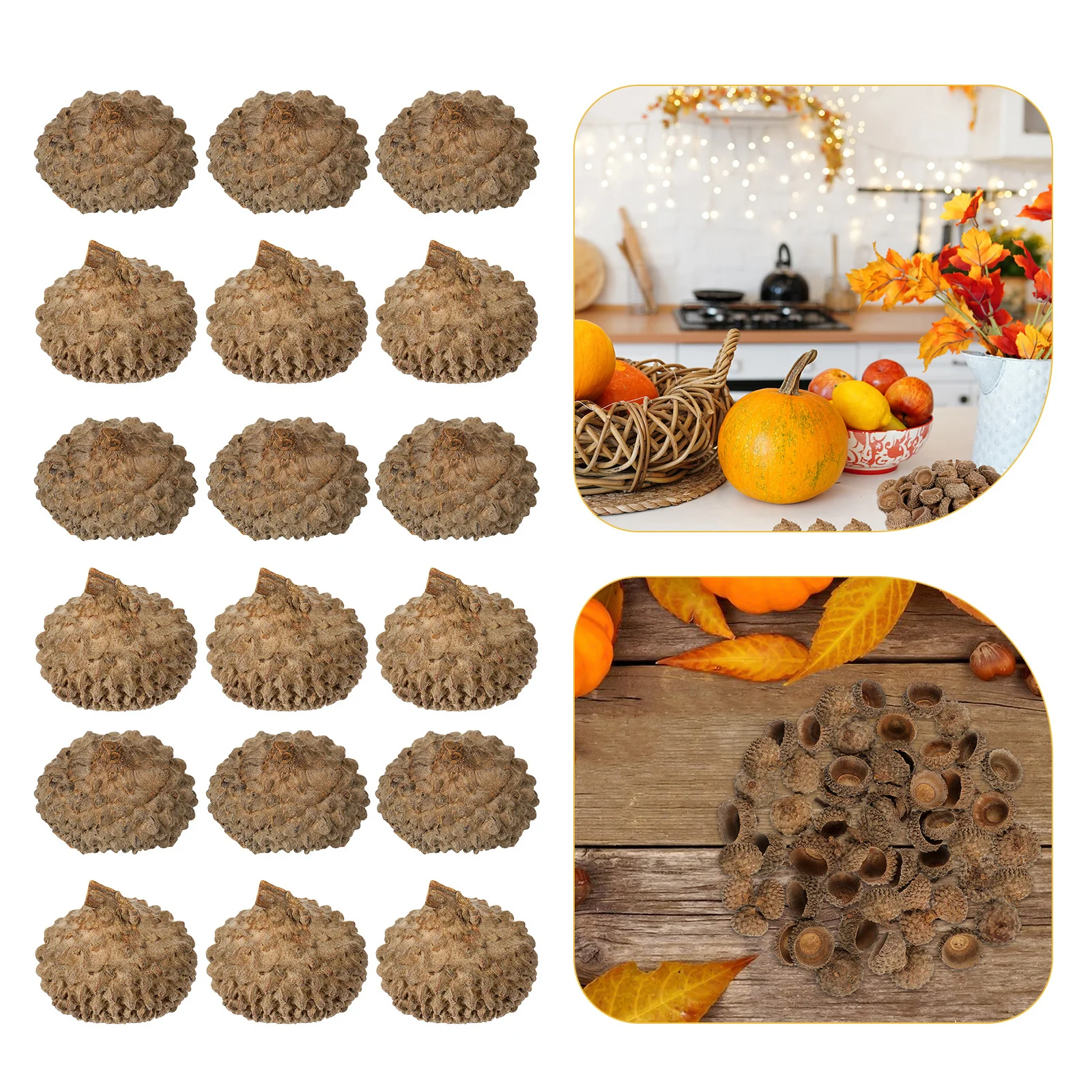 

150Pcs Mini Acorn Caps Natural Dried Rustic Home Decor Small Simulation Acorn Cap Fillers for Vase DIY Autumn Crafts Holiday