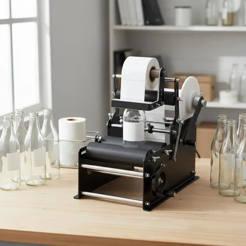 Hand Labeling Applicator 15-20pcs/min For Beverage Production Medicine Packaging Cosmetic Industry, Adjustable Bottle Labeler Diameter 0.78-4.72 inches Manual Operation Pressing Bar Included view 6