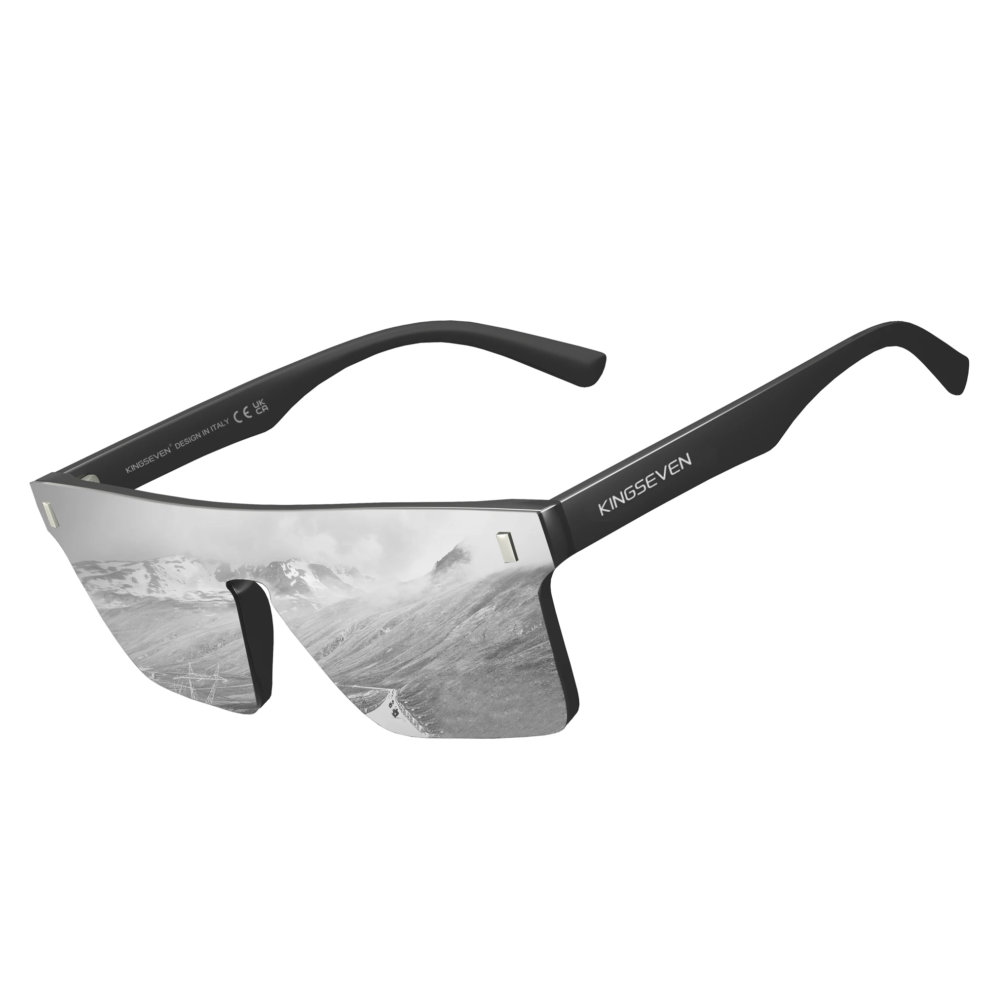 KINGSEVEN Neue Mode-Design frauen Gläser Randlose Sonnenbrille Großen Rahmen Polarisierte Männer Retro Sonnenbrille – Detail 7