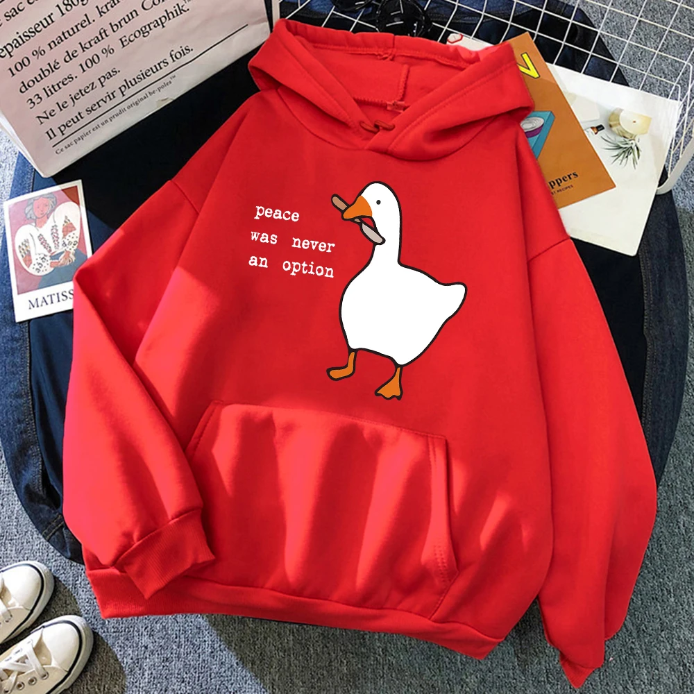 Peace Was Never An Option Goose Print Women Clothing Fashion Crewneck Hoody Creativity O-Neck Hoody Street Pocket Womens Hoodies