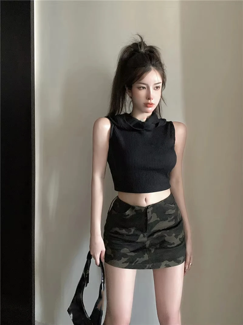 Faldas de camuflaje Vintage de calle de verano Y2k, falda ceñida de cintura alta para Mujer, novedad de verano 2021, Faldas informales que combinan con todo para Mujer