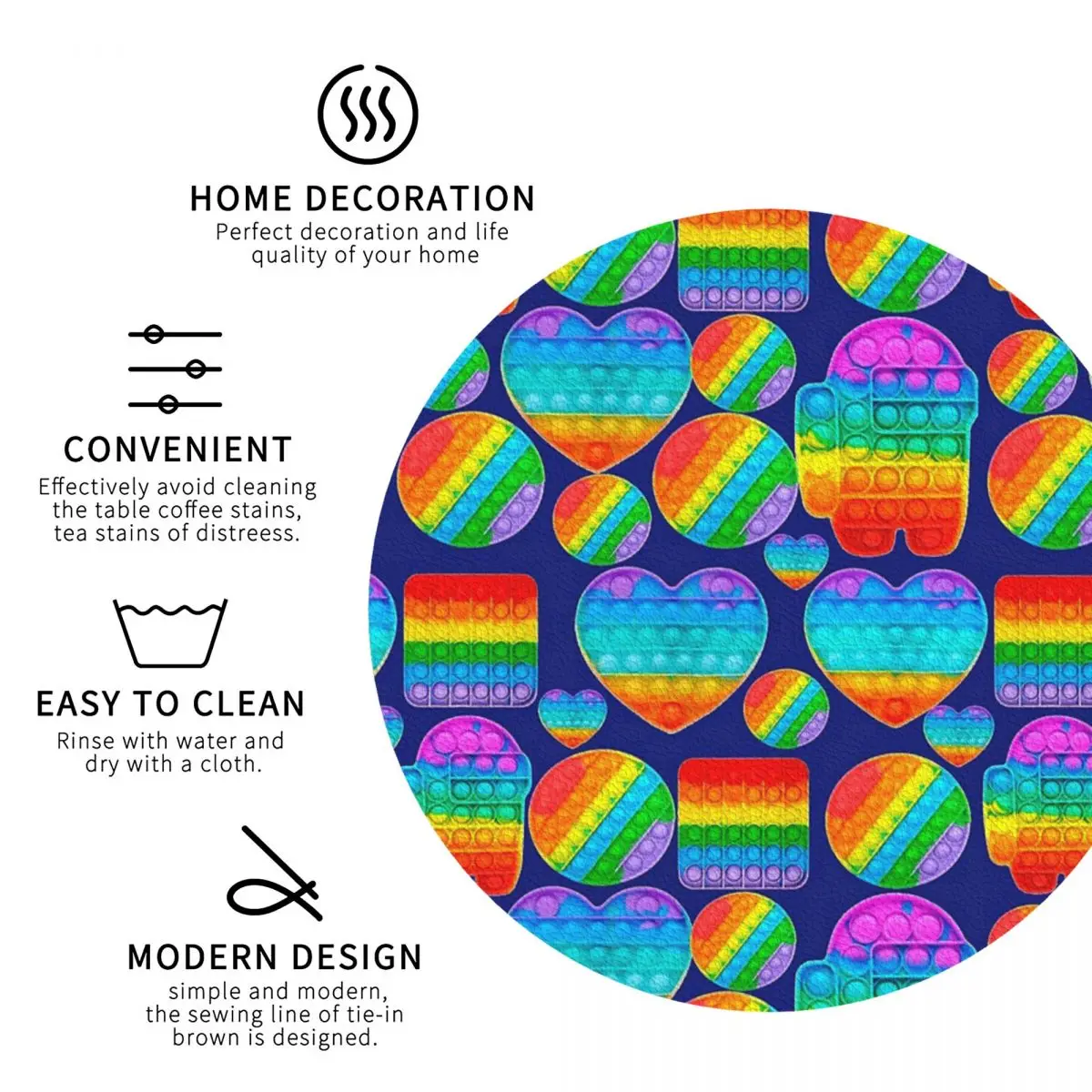 Popit Anti-Stress System Coasters Kitchen Placemats Waterproof Insulation Cup Coffee Mats For Decor Home Tableware Pads Set of 4
