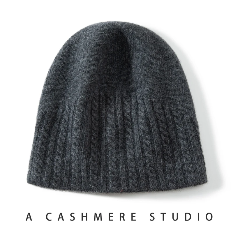 MERRILAMB Knitted Twisted Hat for Women Winter New 2023 Casual Outdoor Pure Cashmere Hat Solid Color Soft Keep Warm Beanie Cap
