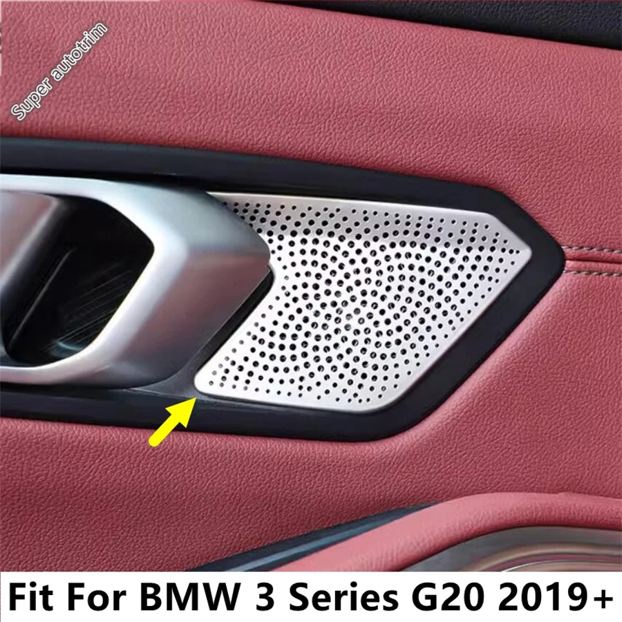 

For BMW 3 Series G20 2019 - 2024 Stainless Steel Car Inner Handle Bowl Audio Tweeter Speaker Loudspeaker Trim Cover Accessories