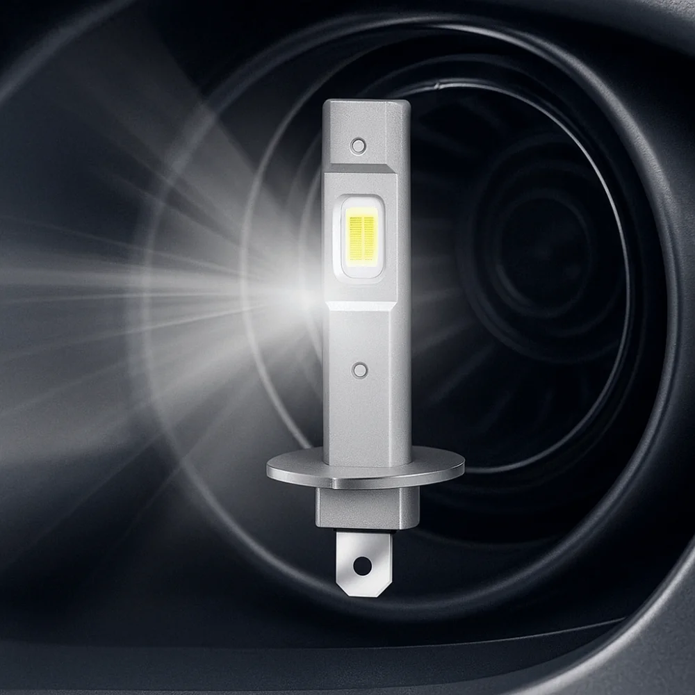 

Aluminum Silver LED Headlight Super Bright White Diode H1 Headlight Bulbs Mini Size Wireless CANBUS Fog Lamps LHD Headlight