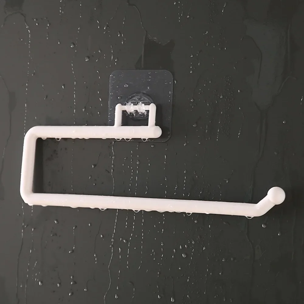 

Wall-amout Toilet Paper Holder Self-adhesive PP Plastic Towel Hanging Racket Rotatable Stand Storage for Home Kitchen Bathroom