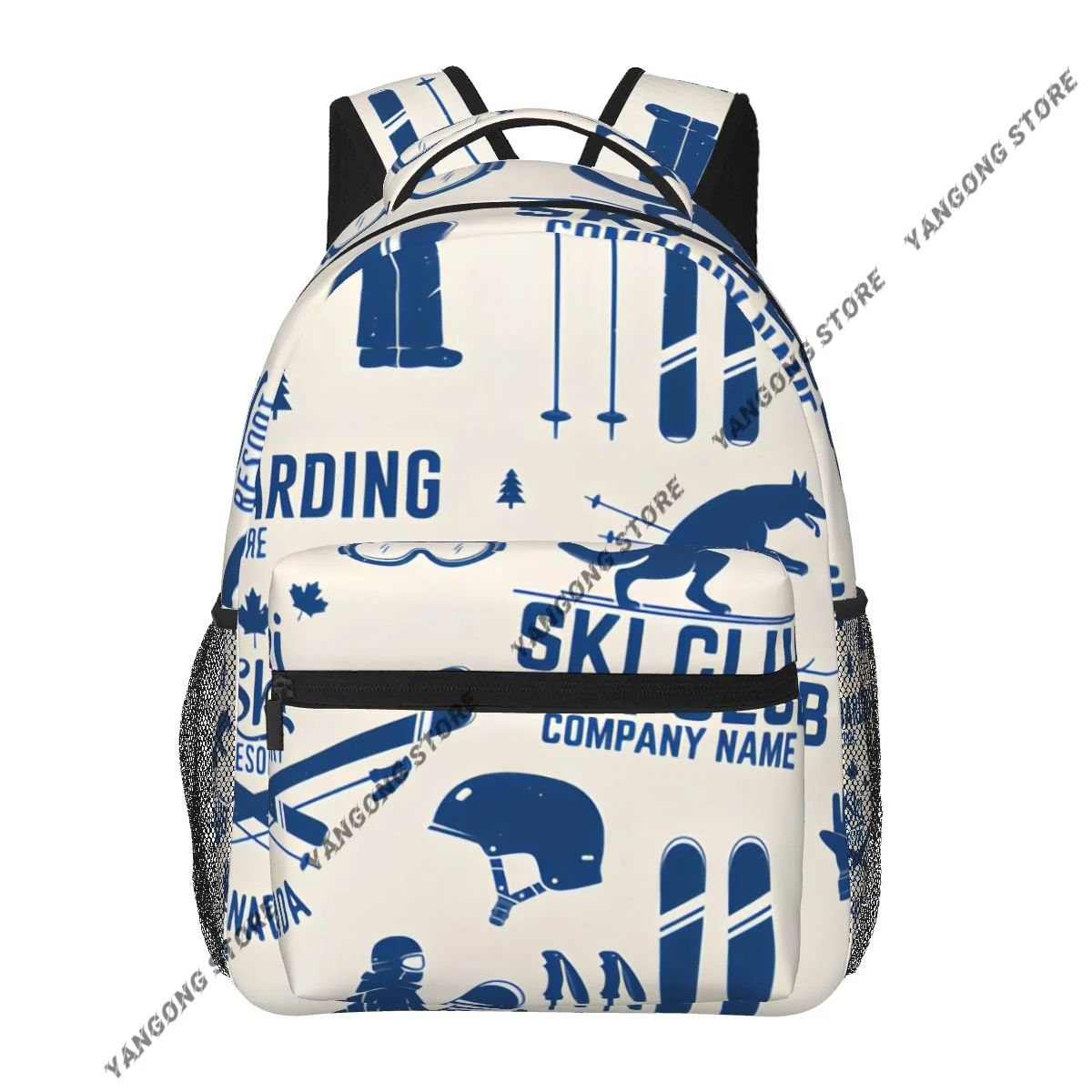 Teenager Bookbag Backpack Travel Bag Ski Vintage Style Skiing Themed Motifs Backpack For Laptop School Bags