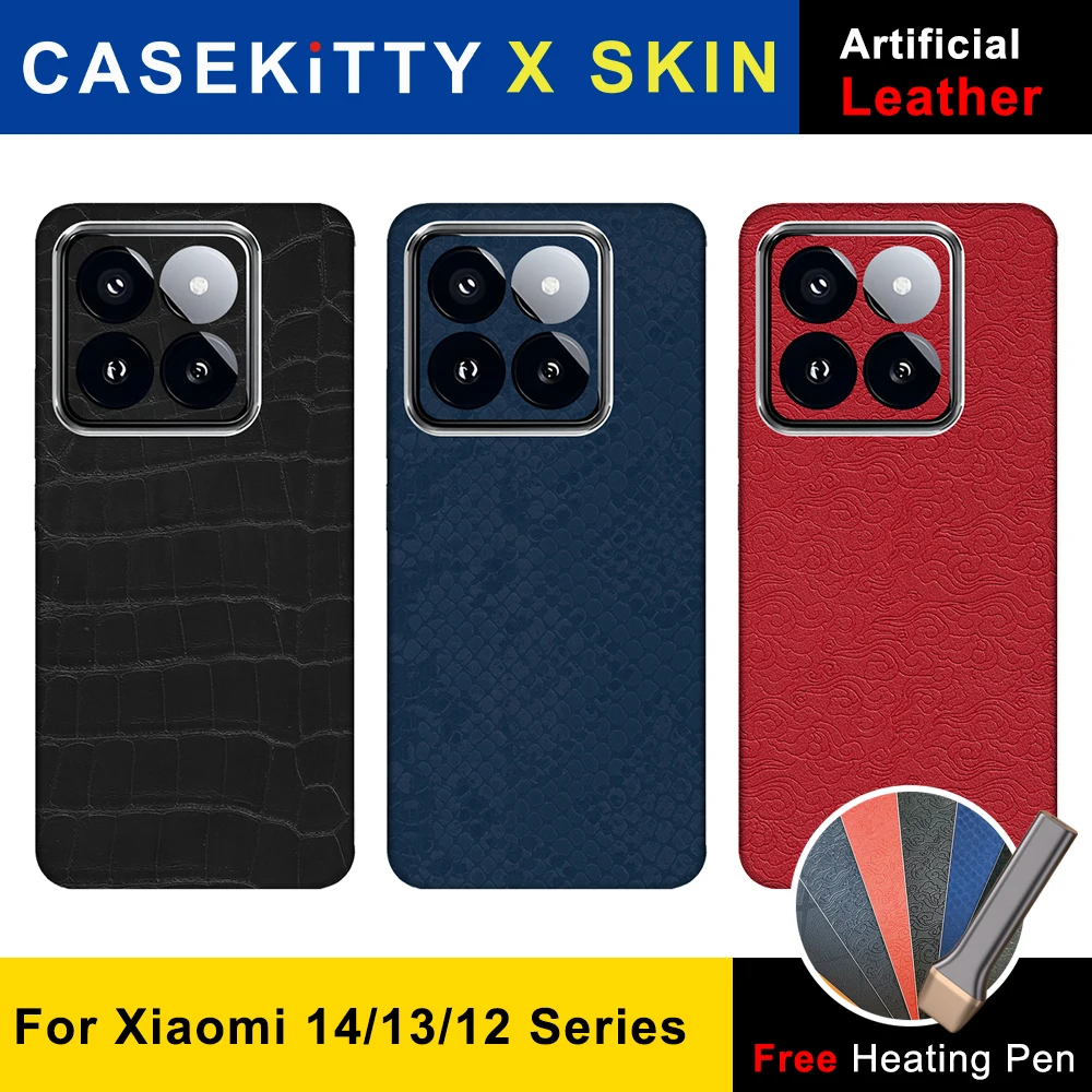 CASEKiTTY Skin Wrap Leather For Xiaomi 14 Sticker 13T Pro Back Film Mi Lite 12 13 Ultra 12X Protective Decal Protector No Case