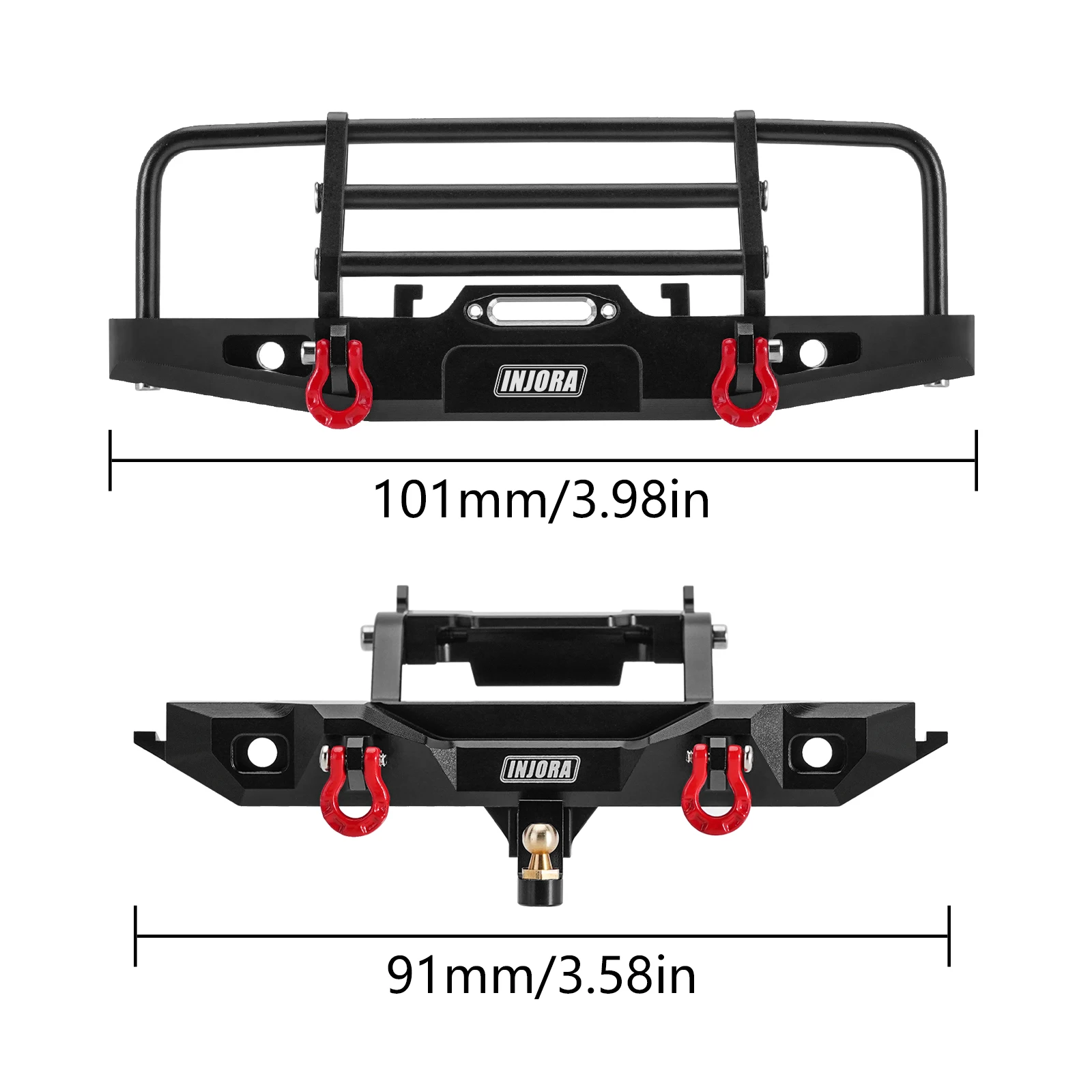 INJORA-CNC Amortecedor dianteiro e traseiro de alumínio com luzes, TRX4M, Defender Upgrade, 1/18 RC, 4M-88