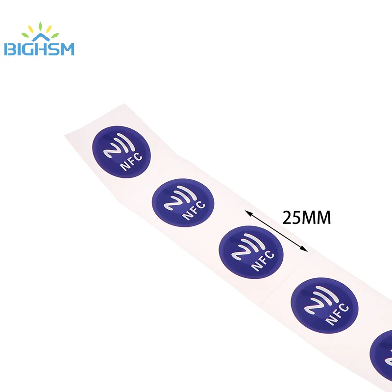 NFC電話用粘着ステッカー,青いラベル,RFID,iso14443a,ntag 213チップ,144バイト,13.56mhz,1枚あたり6個