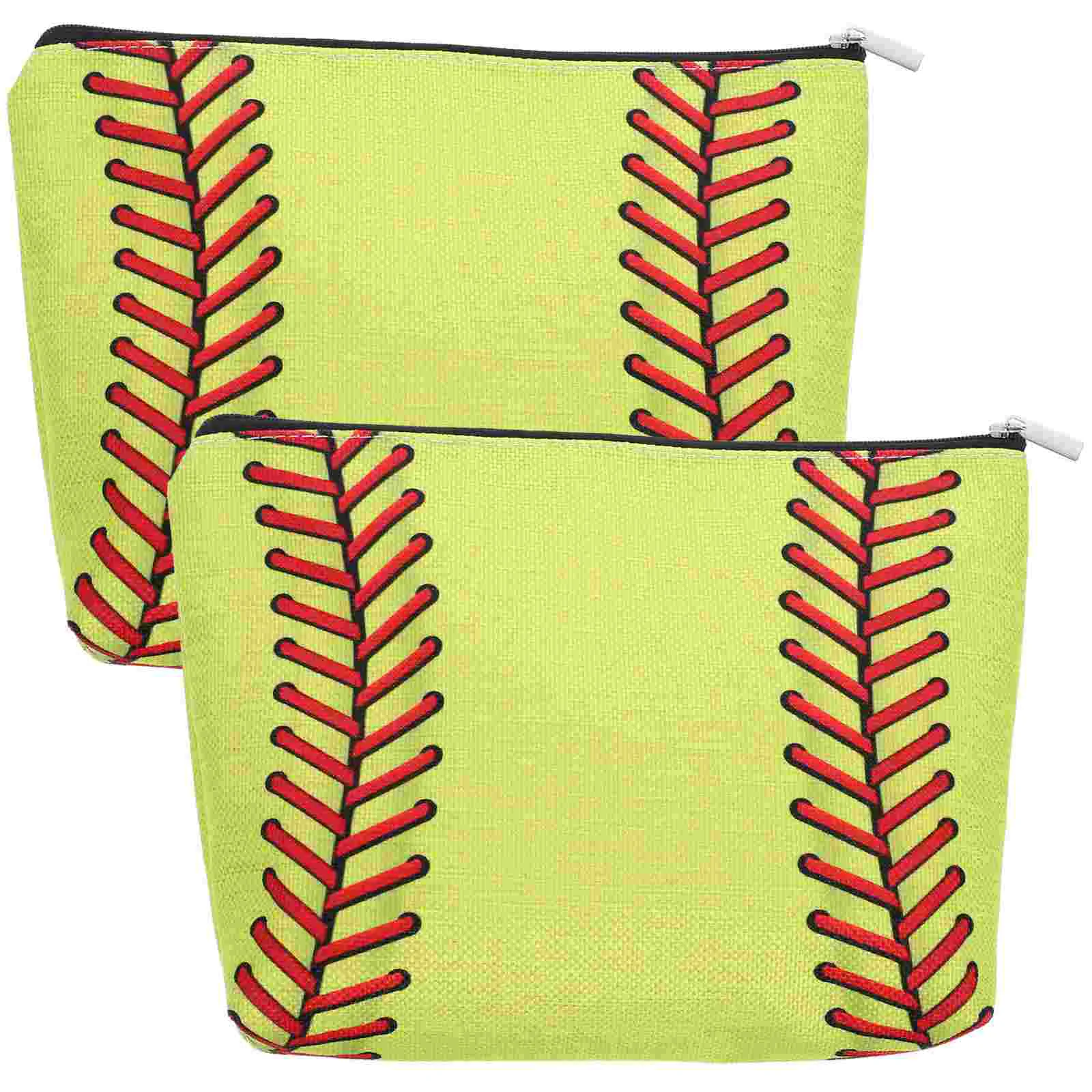 2 Pcs Baseball Makeup Bags For Women Bag Linen Water Proof Travel Toiletry Case Zipper Pouch for Women