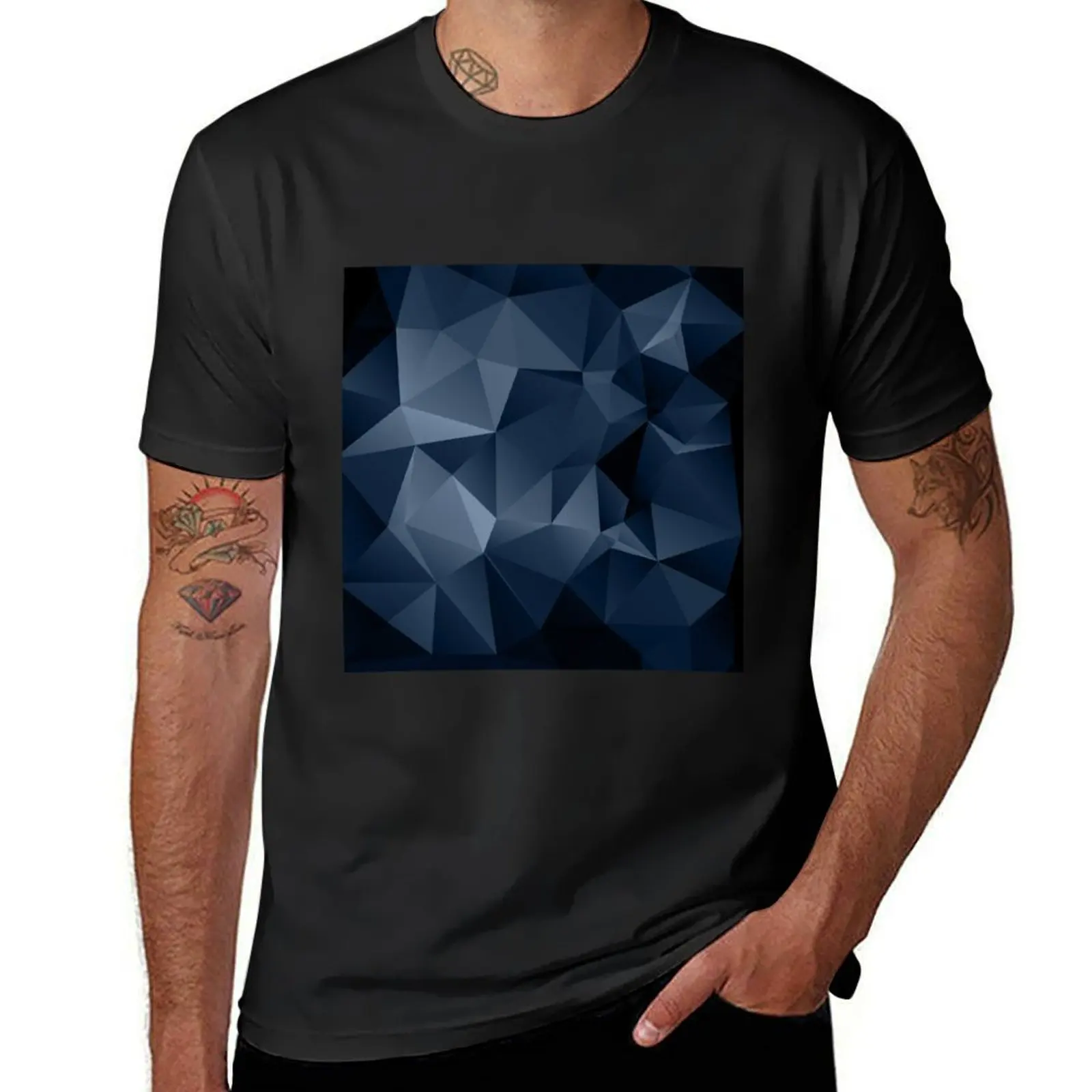 Black and blue polygonal pattern . T-Shirt shirts graphic tees boys animal print mens clothing