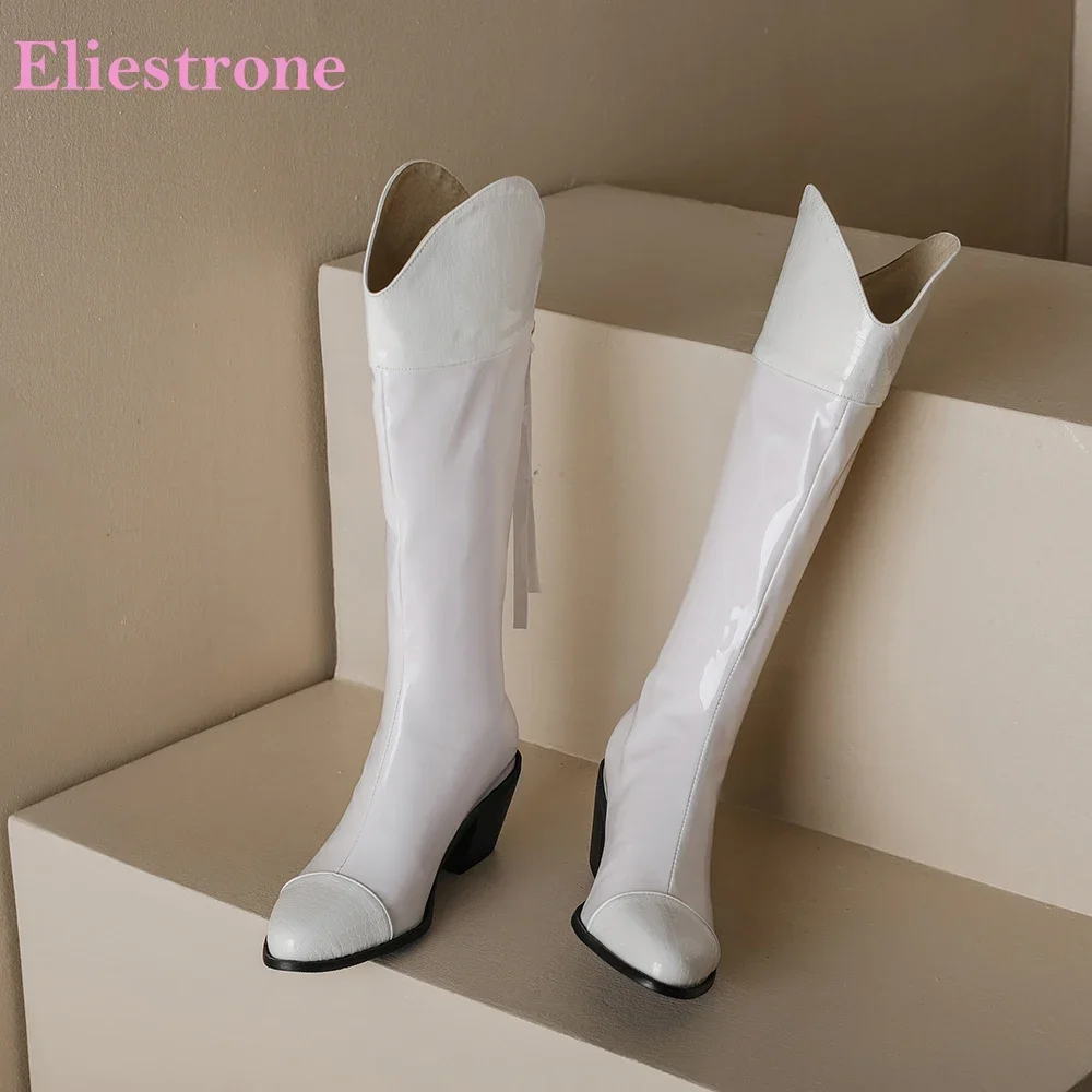 

Winter Fashion White Black Women Mid Calf Boots Round Toe High Heel Office Lady Nude Shoes Plus Big Size 10 43 46 48
