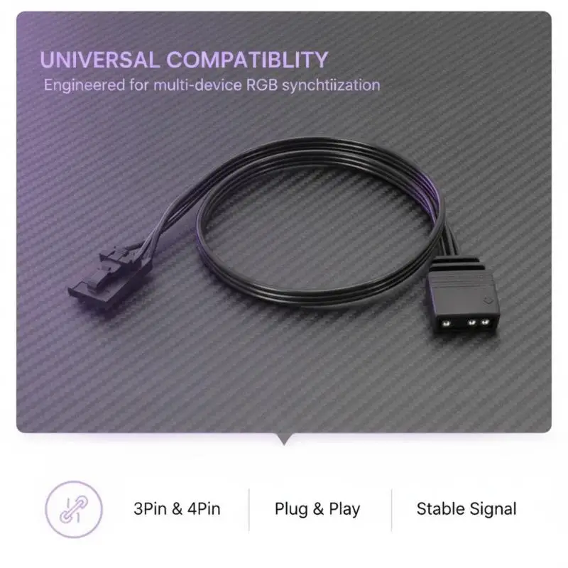 RGEEK 12V RGB Fan Hub To 5V 3PIN 4PIN ARGB Male Adapter Cable For RGB Hub Lighting Node Core For Corsair QL LL120 ICUE