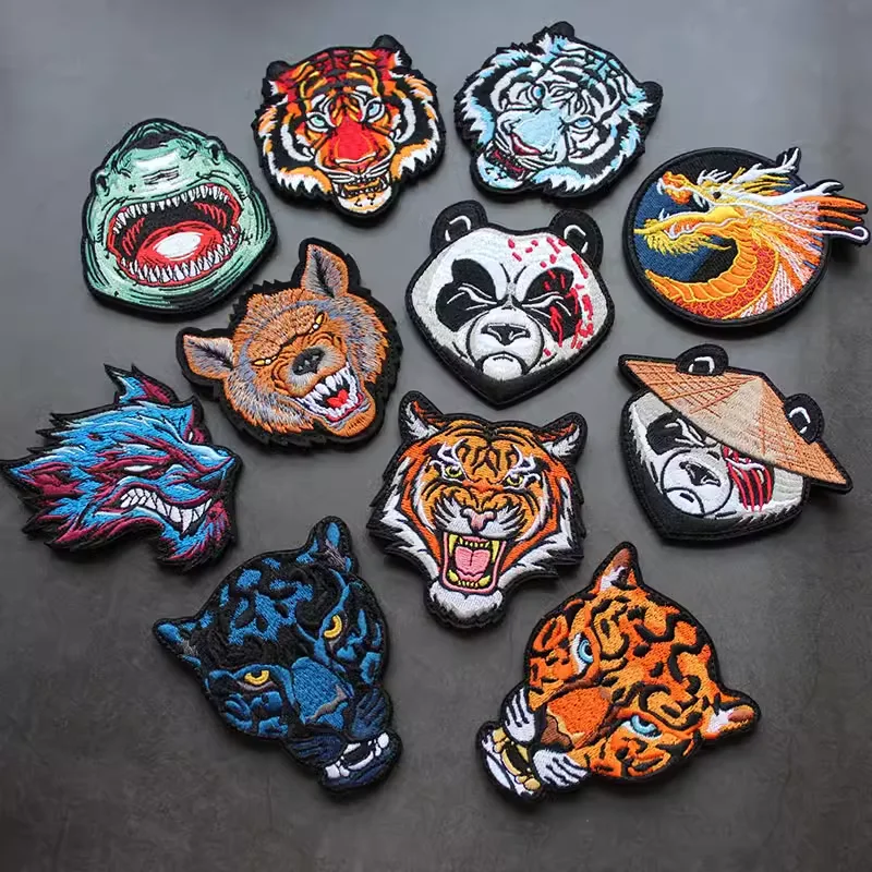 Hot  Animal Series Armband Jungle Tiger Morale Bee and Chinese Dragon Armband Wolf Howling Hook and Loop Patches for Clothing