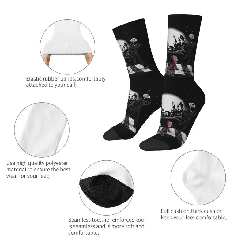 Halloween Cartoon Skull Jack Dress Socks for Men Women Warm Fashion Tim Burton Christmas Horror Movie Crew Socks