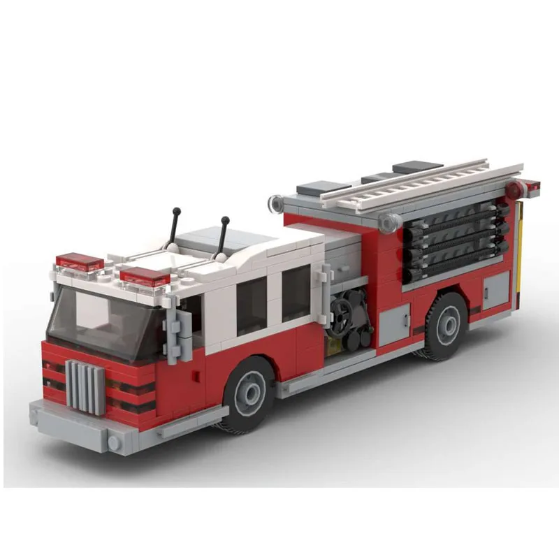 Building Block MOC-93093 City Fire Truck Truck Car Construction Model Ornaments 369PCS Children's Birthday Gifts Christmas Toys