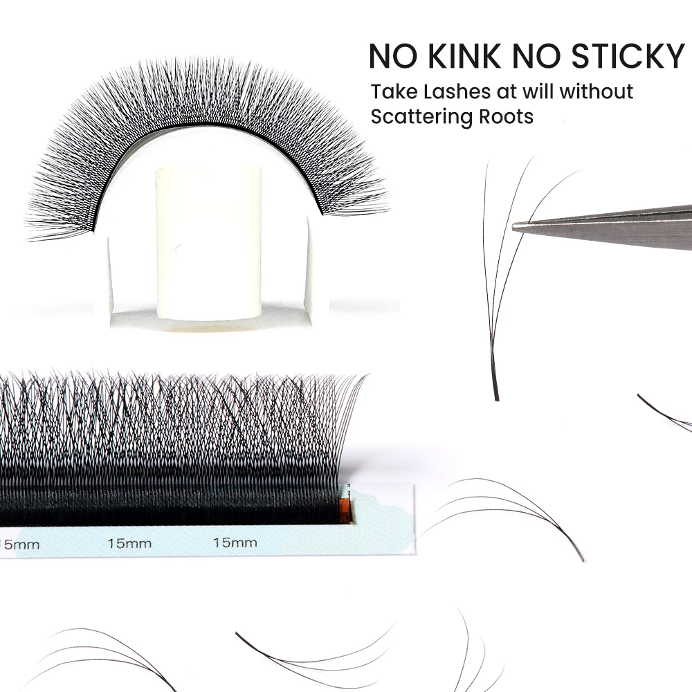 Yelix Natural Soft 3D W Narrow Eyelash Smaller Spacing 3D-W Lashes Premade Volume Faux Eyelashes Premium Individual Faux Cils
