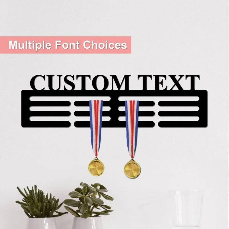 사용자 정의 이름 메달 걸이 사용자 정의 텍스트 메달 홀더 랙 메달 및 리본, 메달 상 디스플레이 맞춤 선물용 12 Rungs