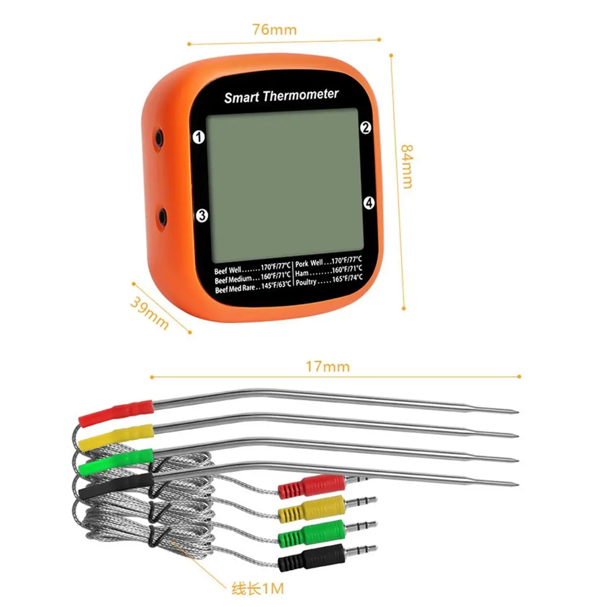 (CNIM) Smart Meat Thermometer Digital Wireless Dual Probes Instant Read Food Thermometer APP Control with Timing Alarm