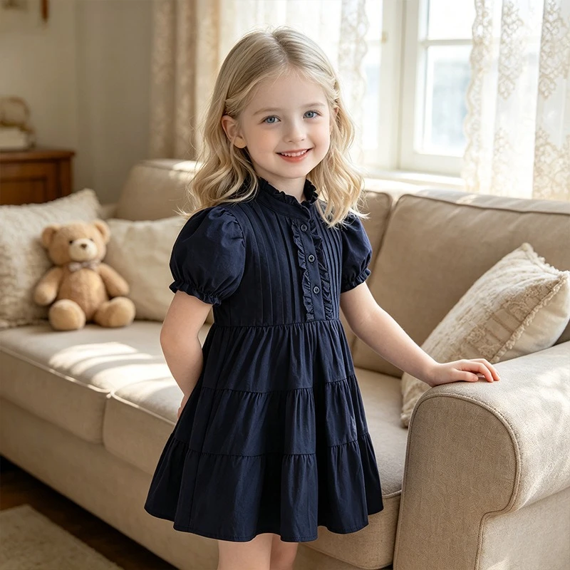 Girls' princess dress summer new children's foreign style European and American clothing casual short-sleeved dress