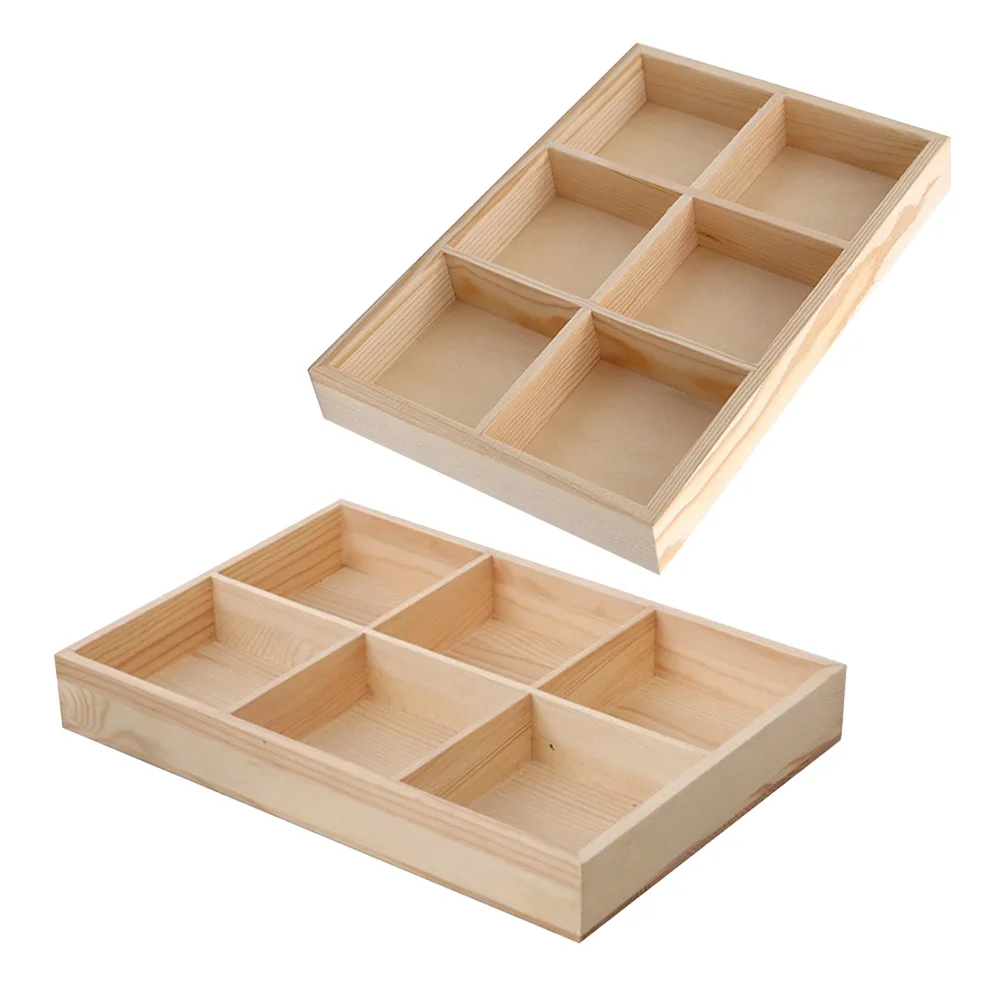 

2Pcs Children Crayon Pen Holder Wooden Storage Tray 6-Slot Rustic Organizer for Desk Home School Art Supplies Marker Storage Box