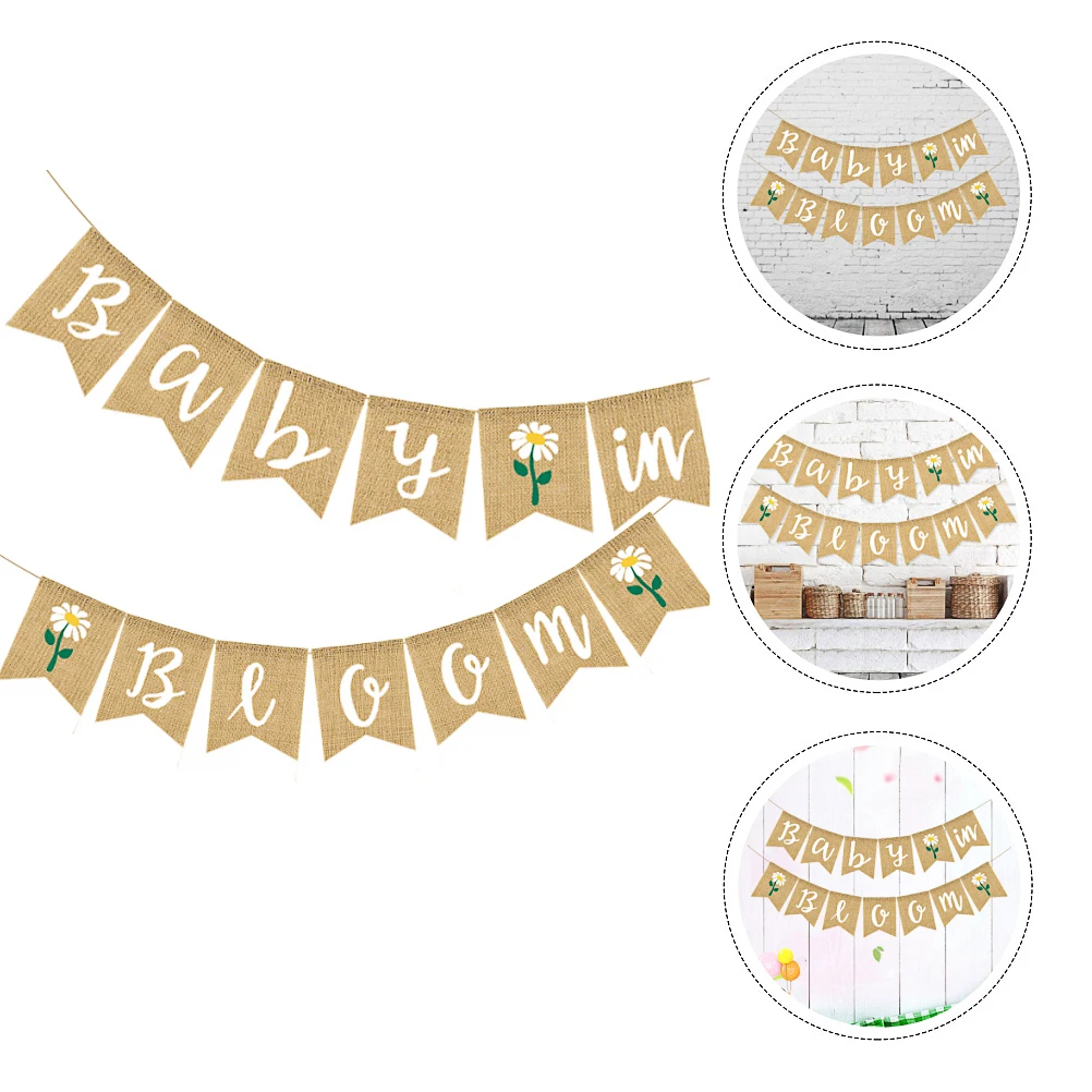 

1 Set Fish Tail Flower String Flag Birthday Decorative Hanging Wall Banner For Outdoor Indoor Event Linen