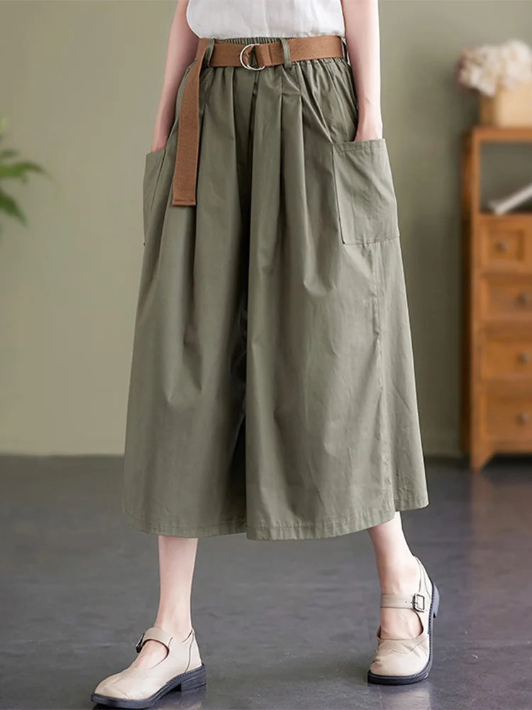 

Широкие брюки из чистого хлопка с высокой талией, женские свободные летние тонкие повседневные брюки больших размеров с прямыми бедрами на семи футов