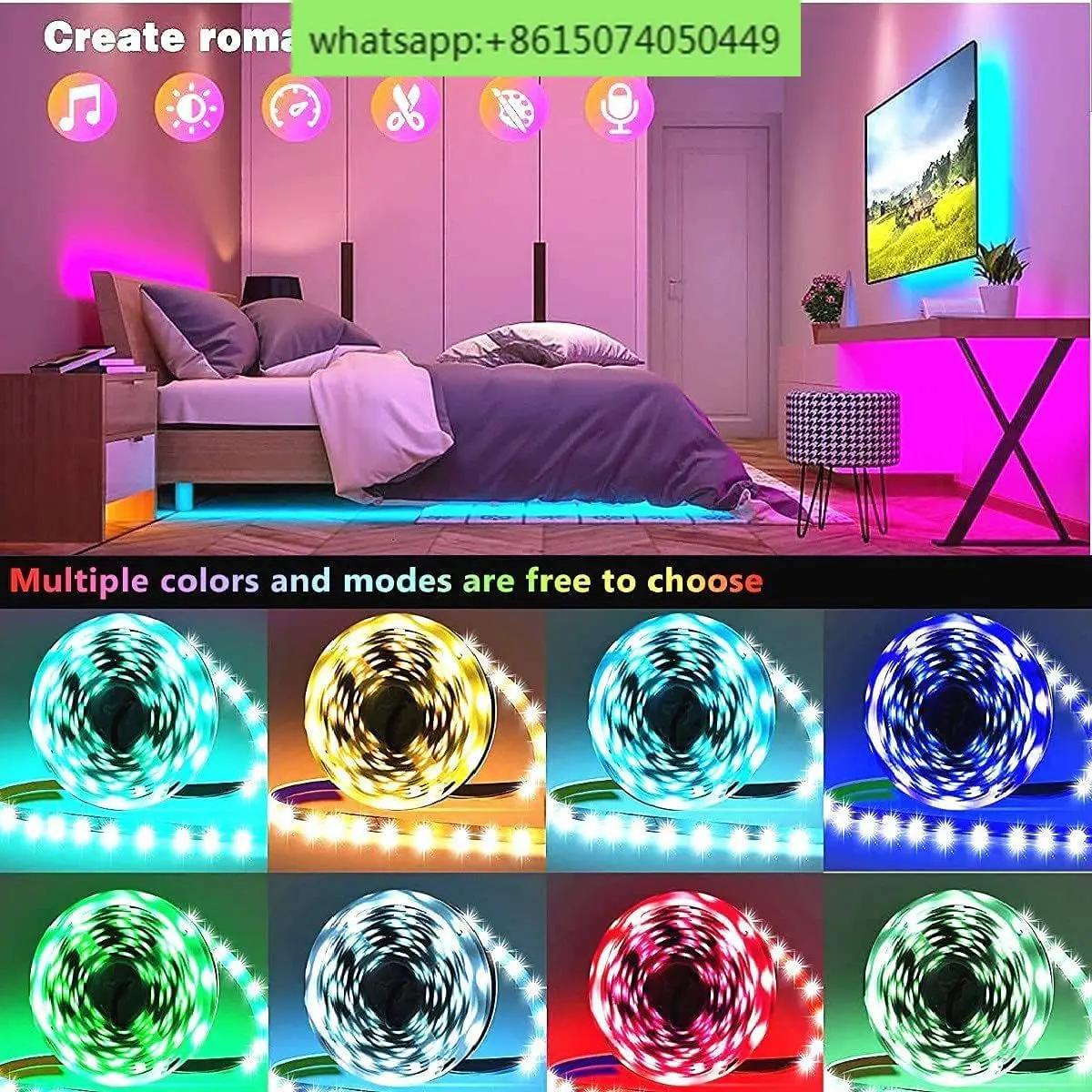 Tuya WIFI Smart 5050RGB Light Strip Light Set LED Glue Epoxy IP65 Light Strip APP Bluetooth Music 24 Keys 12V