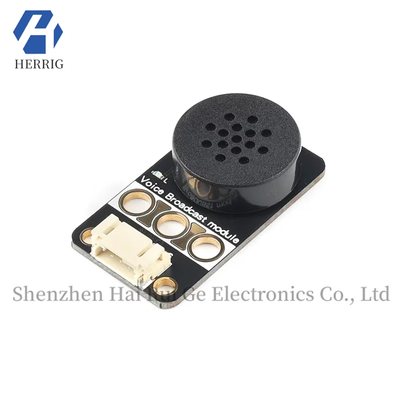 The voice broadcast module's voice sensor is programmable and compatible with Arduino control board block holes.