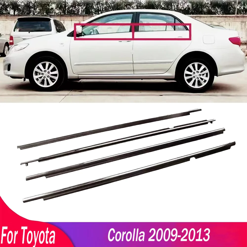 For Toyota Corolla 2009-2013 4Pcs Car Side Window Glass Door Sealant Strip Weatherstrip Rainproof Weather Strip