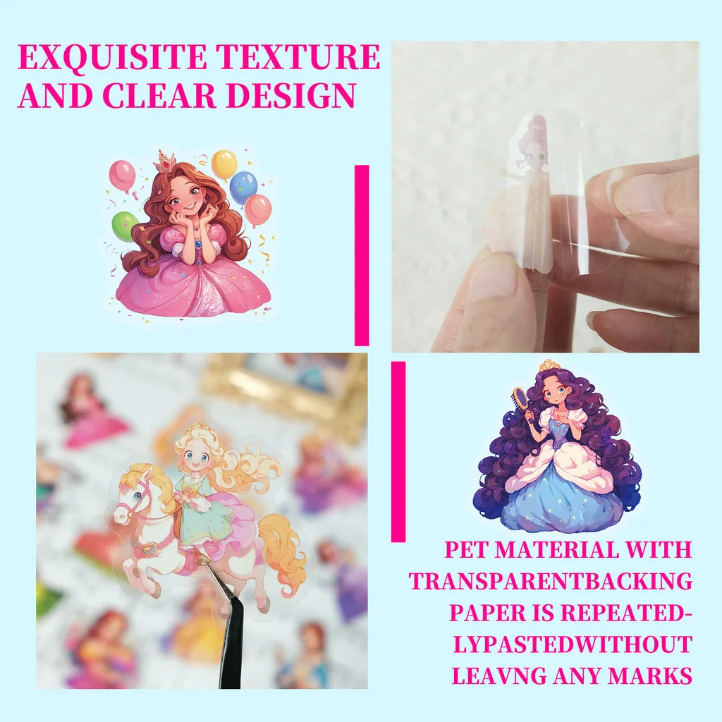 50 قطعة الأميرة خرافة شفافة ملصقات مقاومة للماء الاطفال مكافأة الشارات لأجهزة الكمبيوتر المحمولة حالات الهاتف تسجيل متجر YourLife #5