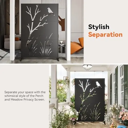 Modern Shade 4x6 FT Metal Privacy Screen with Artistic Modular Designs Decorative Patio Privacy Fence & Garden Divider view 4