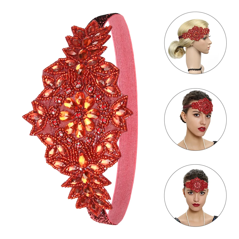 

Rhinestone Forehead Headband Bands Fascinator Baffle Bride Headwear Hair Decoration Acrylic Accessory Flapper Miss Headpiece