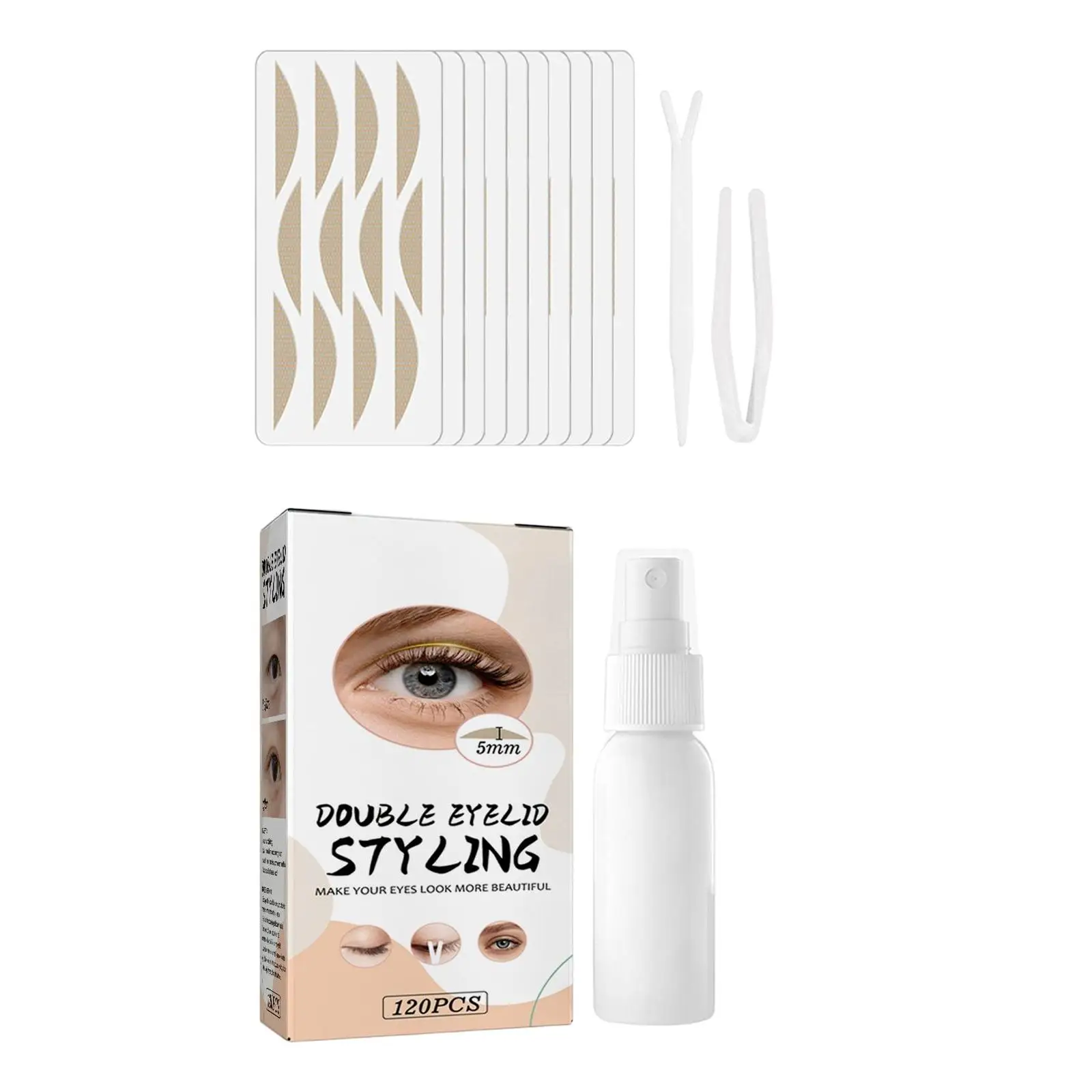 120 Stück Augenliftstreifen, Make-up-Werkzeug, schweißfestes doppeltes Augenlidband für hängende Augenlider mit Kapuze, Verlobung, Cosplay, Dating