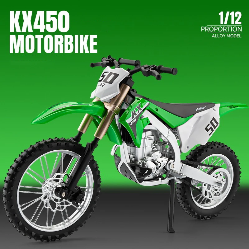 1:12 Kawasaki KX450 Die Cast Motorcycle Model Toy Vehicle Collection Autobike Shork-Absorber Off Road Autocycle Toys Car