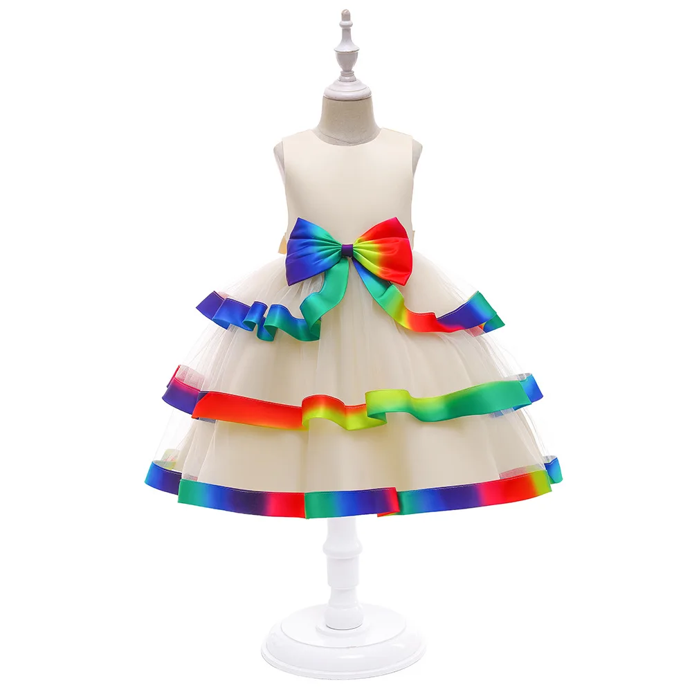 Girls Christmas Party Dresses 4 Colors 110cm-150cm Red Green Children Birthday Wedding Dress Ball Gown Vestidos Princess Skirt